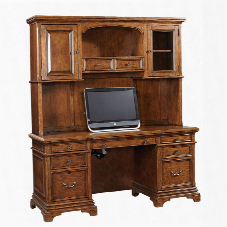 Aspenhome Hawthorne 75 Inch Credenza Desk With Hutch