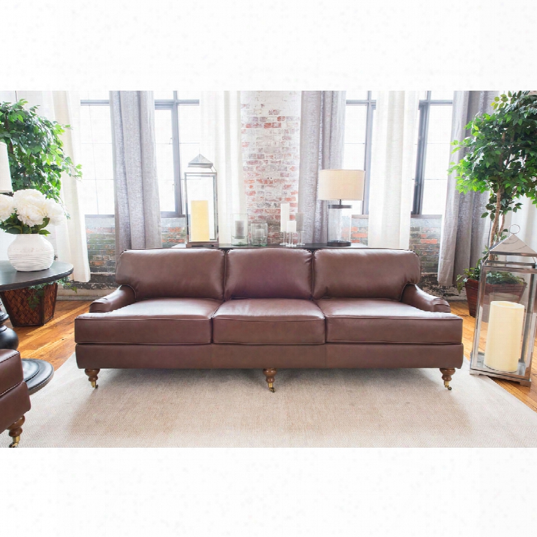 Elements Fine Home Athens Top Grain Leather Sofa In Bourbon