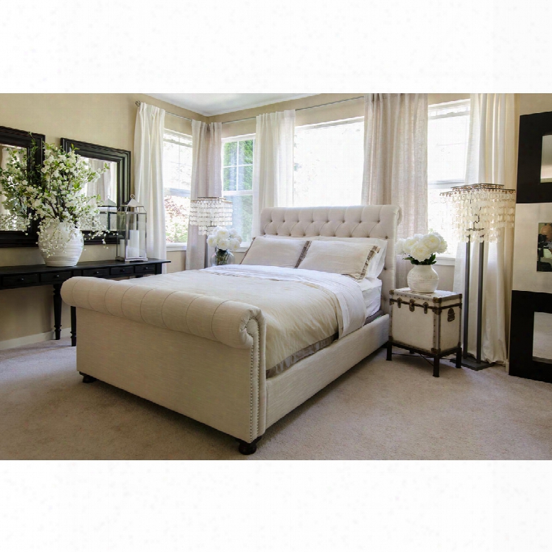 Elements Fine Home Athens Tribeca Roll California King Bed With Footboard In Seashell