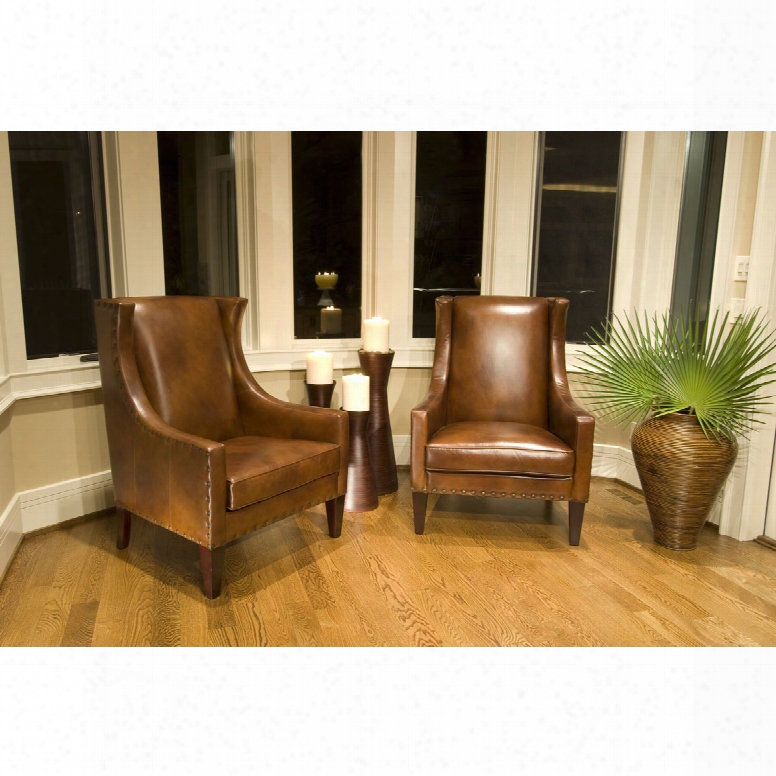 Elements Fine Home Bristol 2-piece Top Grain Leather Accent Chairs In Rustic