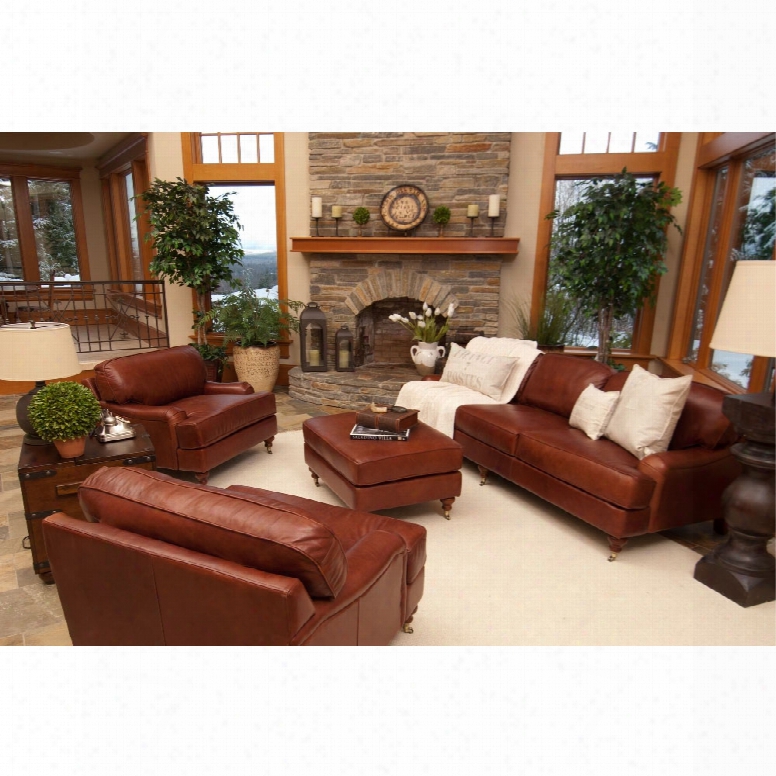 Elements Fine Home Cambridge 4-piece Top Grain Leather Collection In Acorn