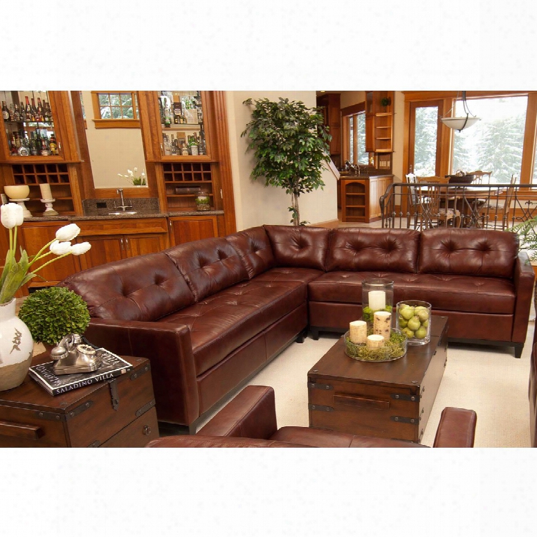 Elements Fine Ho Me Carlton Top Grain Leather Sectional In Raisin