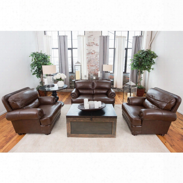 Elements Fine Home Charleston 3-piece Top Grain Leather Collection In Toast