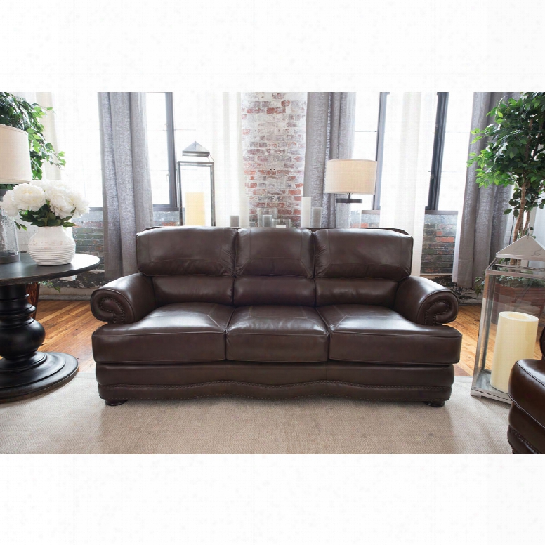 Elements Fine Home Charleston Top Grain Leather Sofa In Toast