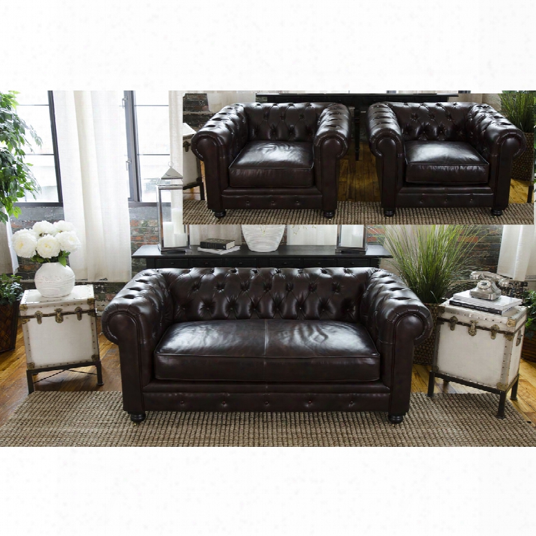 Elements Fine Home Estate 3-piece Top Grain Leather Collection In Saddle