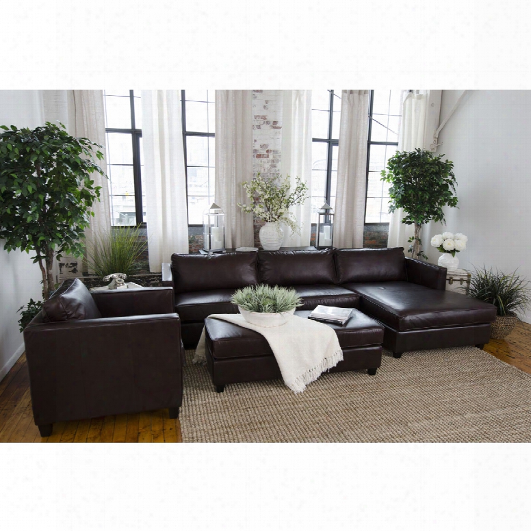 Elements Fine Home Urban 3-piece Top Grain Leather Collection In Cappuccino