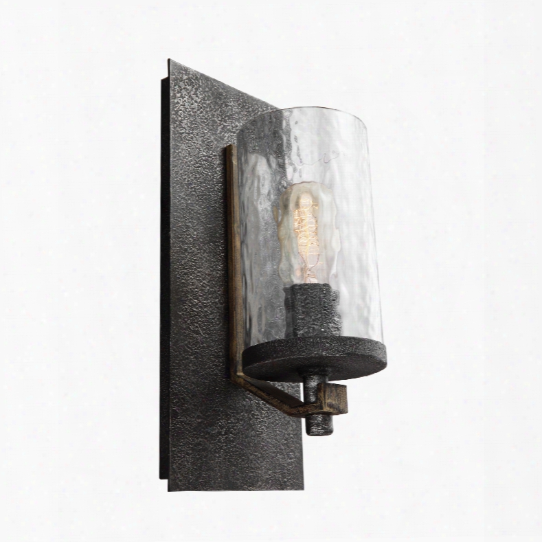 Murray Feiss Angelo 1-light Wall Sconce In Distressed Weathered Oak And Slated Grey Metal