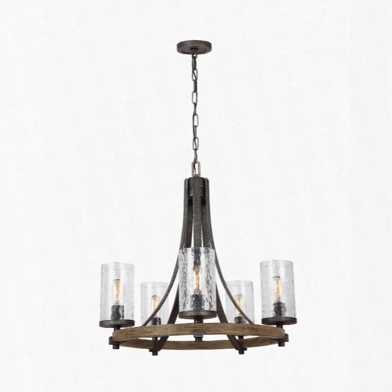 Murray Feiss Angelo 5-light Chandelier In Distressed Weathered Oa Kand Slated Grey Metal