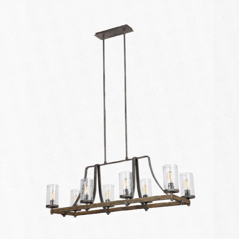 Murray Feiss Angelo 8-light Island Chandelier In Distressed Weathered Oak And Slated Grey Metal