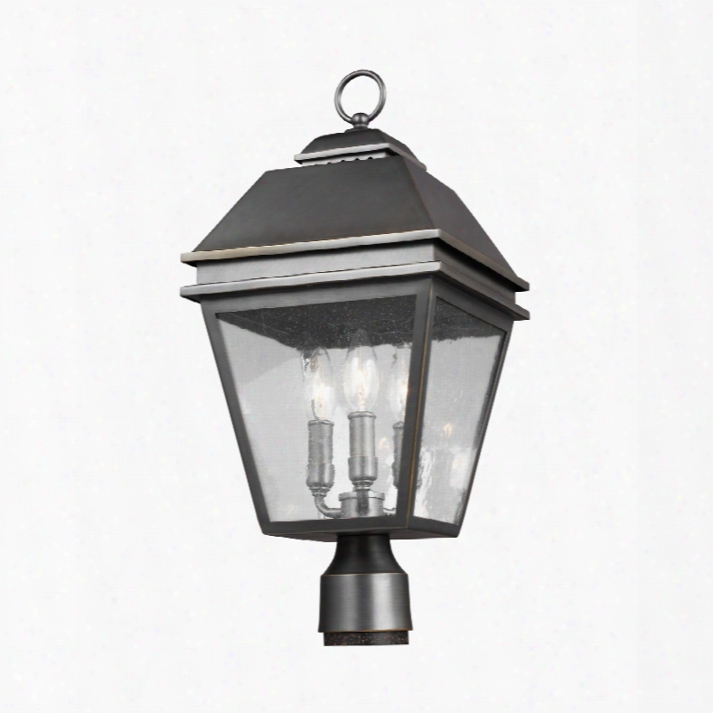 Murray Feiss Herald 3-light Outtdoor Post Lantern In Antique Bronze