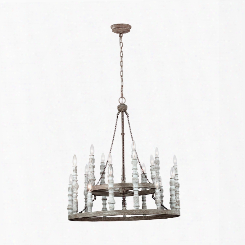 Murray Feiss Norridge 24-light Chandelier In Distressed Fence Board And Distressed White