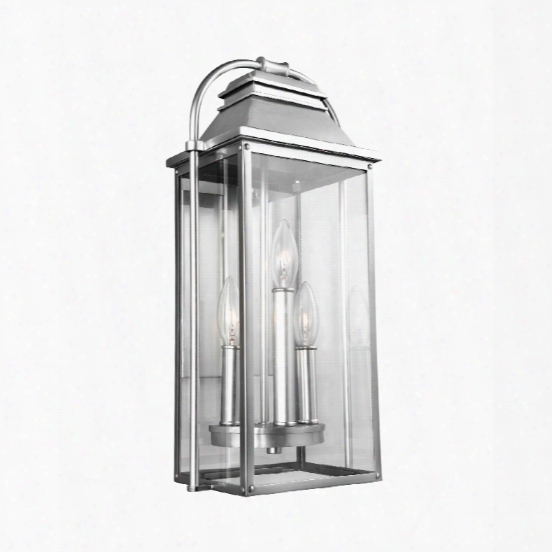 Murray Feiss Wellsworth 3-light Outdoor Wall Lantern In Painted Brushed Steel