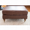 Elements Fine Home Athens Top Grain Leather Standard Ottoman in Bourbon