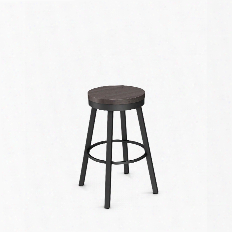 Amisco Connor 26 Inch Swivel Counter Stool With Wood Seat