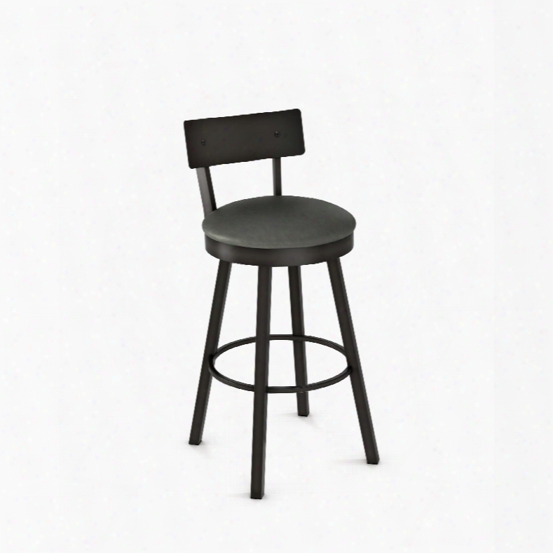 Amisco Lauren 26 Inch Swivel Counter Stool With Upholstered Seat And Metal Backrest