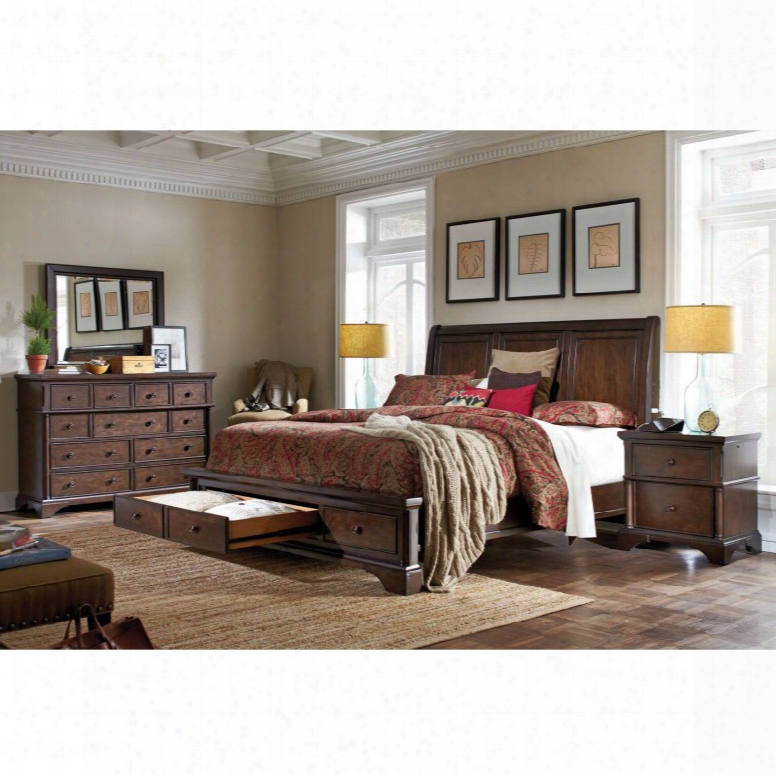 Aspenhome Bancroft 4-piece Sleigh Storage Bedroom Set With 2nd Nightstand Free