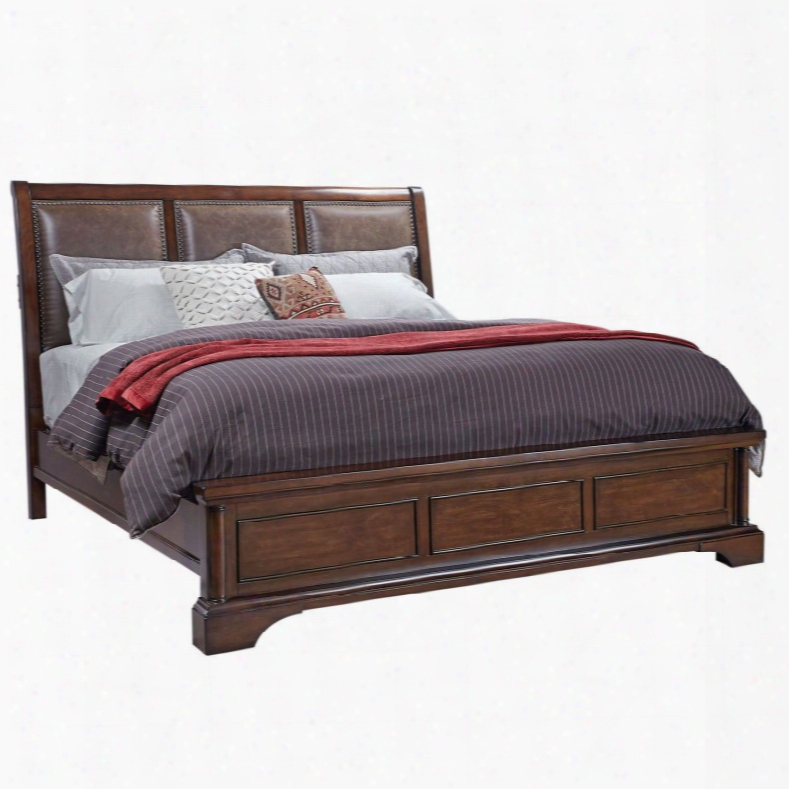 Aspenhome Bancroft Bonded Leather Queen Sleigh Bed