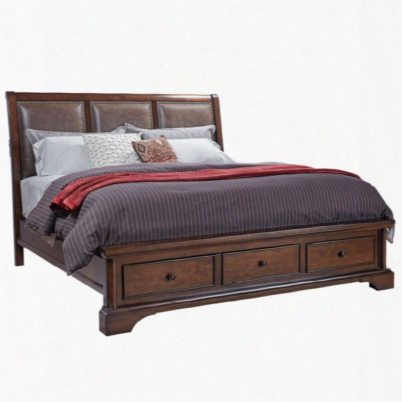 Aspenhome Bancroft Bonded Leather Queen Sleigh Storage Bed