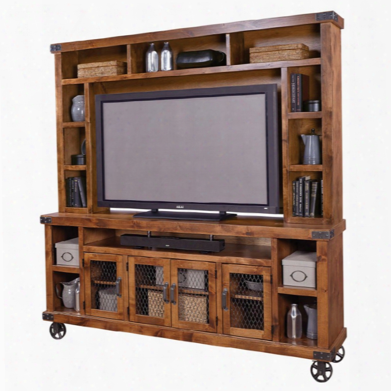 Aspenhome Industrial 84 Inch Console With Hutch In Fruitwood