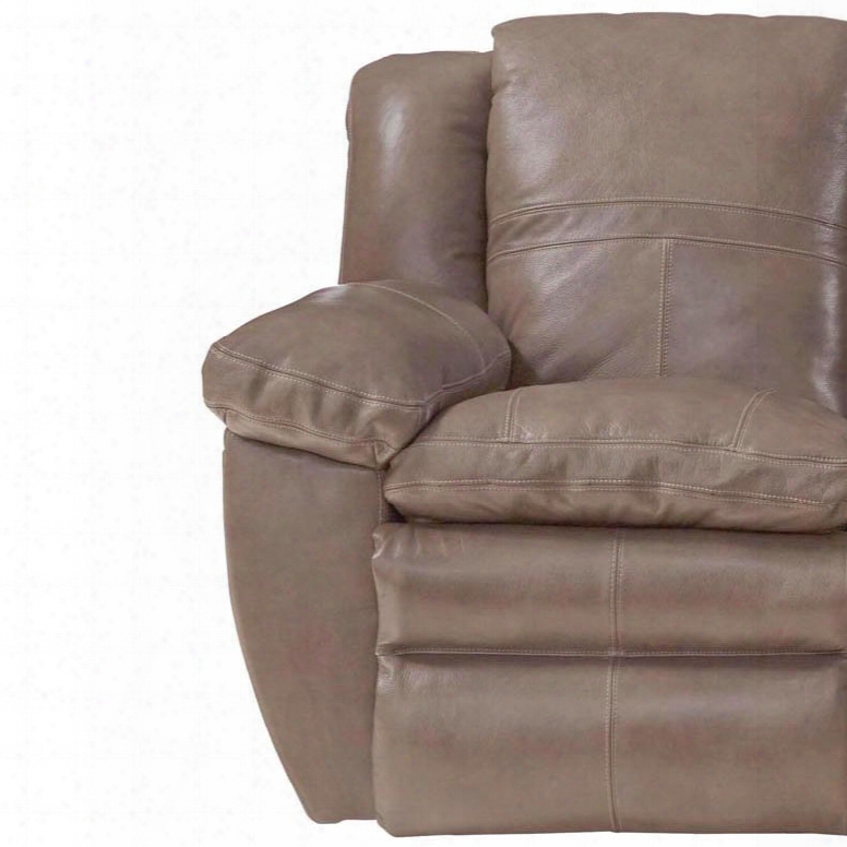 Catnapper Aria Leather Power Lay Flat Recliner In Smoke