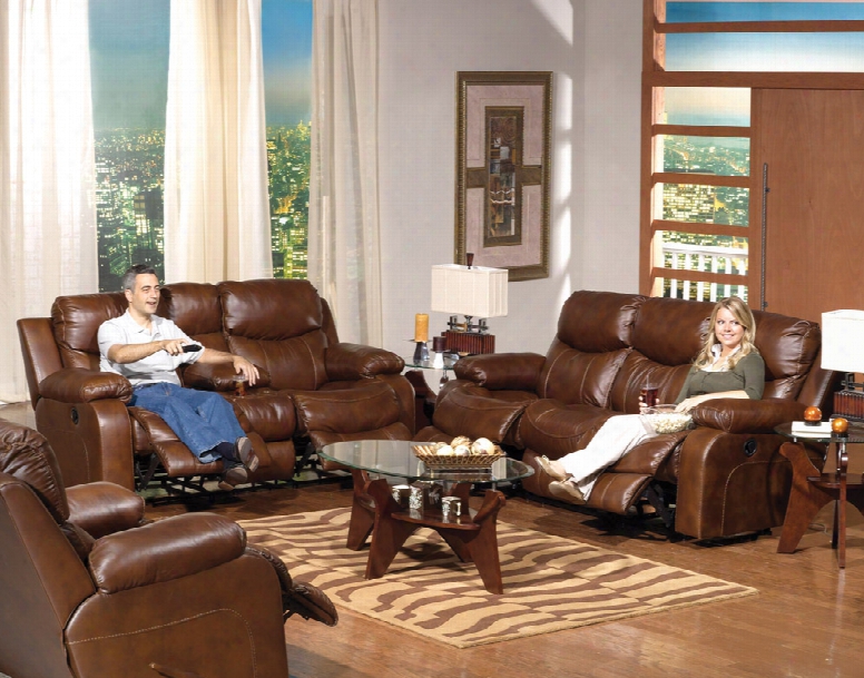 Catnapper Dallas Leather Reclining 3 Piece Living Room Set
