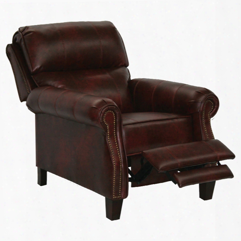 Catnapper Frazier Leather Reclining Chair With Extended Ottoman In Bourbon