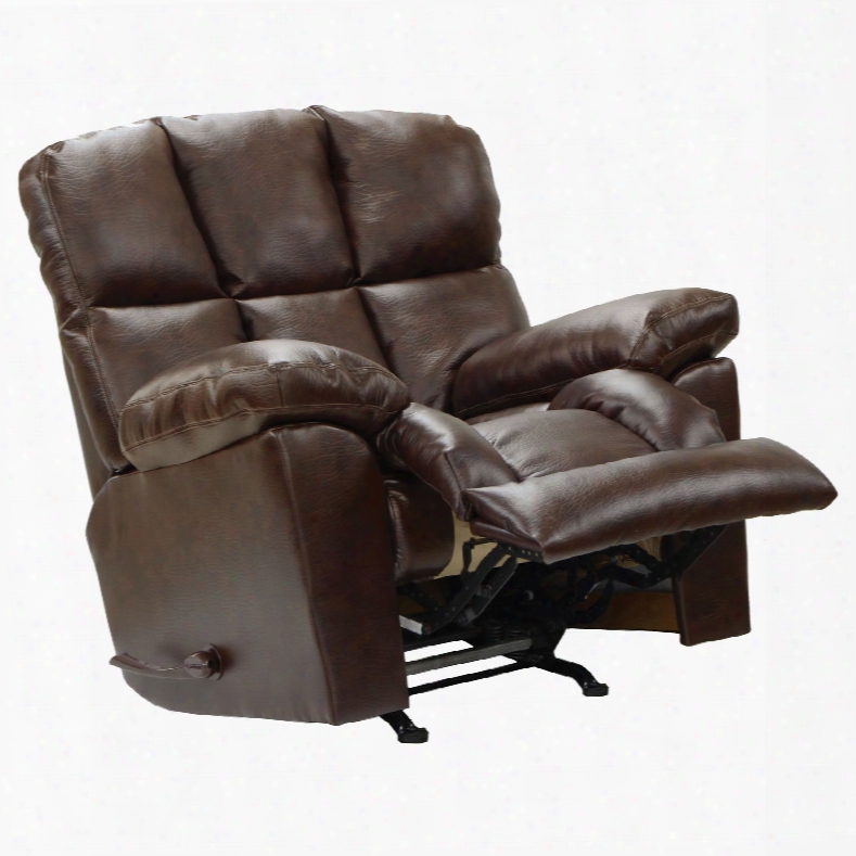 Catnapper Griffey Chaise Leather Rocker Recliner In Java