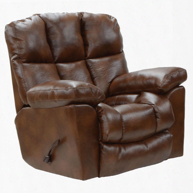 Catnapper Griffey Chaise Leather Rocker Recliner In Tobacco