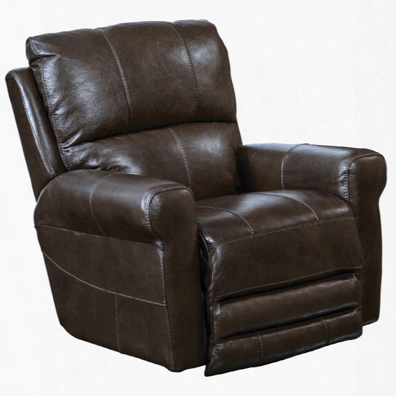 Catnapper Hoffner Leather Power Lay Flat Recliner In Chocolate