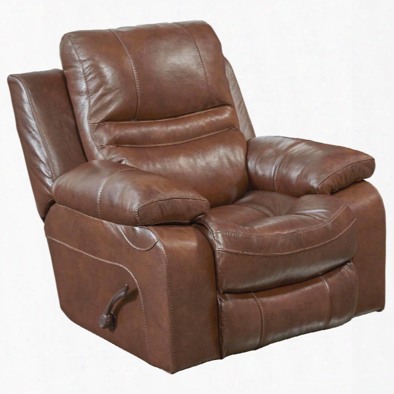 Catnapper Patton Leather Glider Recliner In Chestnut