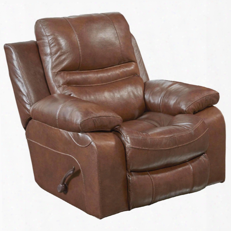 Catnapper Patton Leather Ppower Lay Flat Recliner In Chestnut