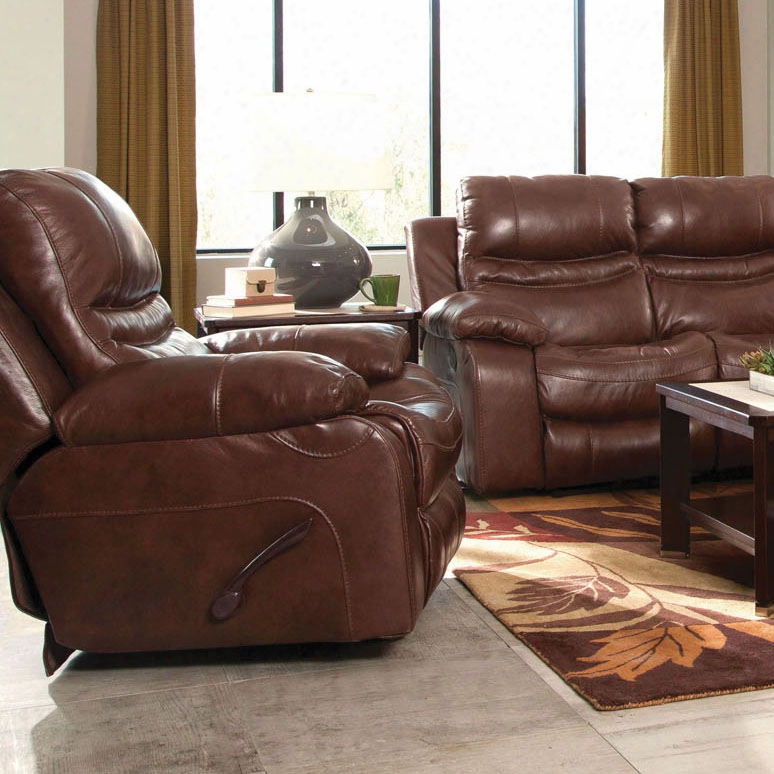 Catnapper Patton Leather Power Lay Flat Recliner In Walnut