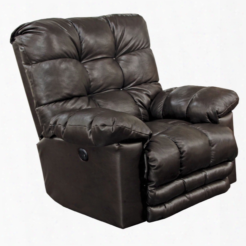 Catnapper Piazza Leather Lay Flat Power Recliner With X-tra Comfort Footrest In Chocolate