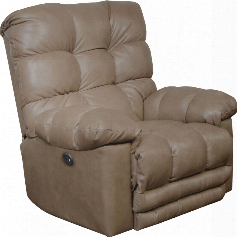 Catnapper Piazza Leather Lay Flat Power Recliner With X-tra Comfort Footrest In Smoke
