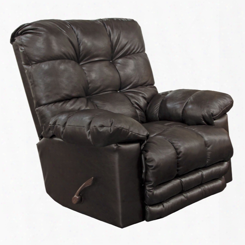 Catnapper Piazza Leather Rocker Recliner With X-tra Comfort Footrest In Chocolate