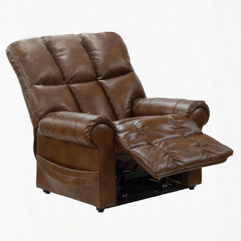 Catnapper Stallworth Power Lift Full Lay-out Chaise Recliner In Chestnut