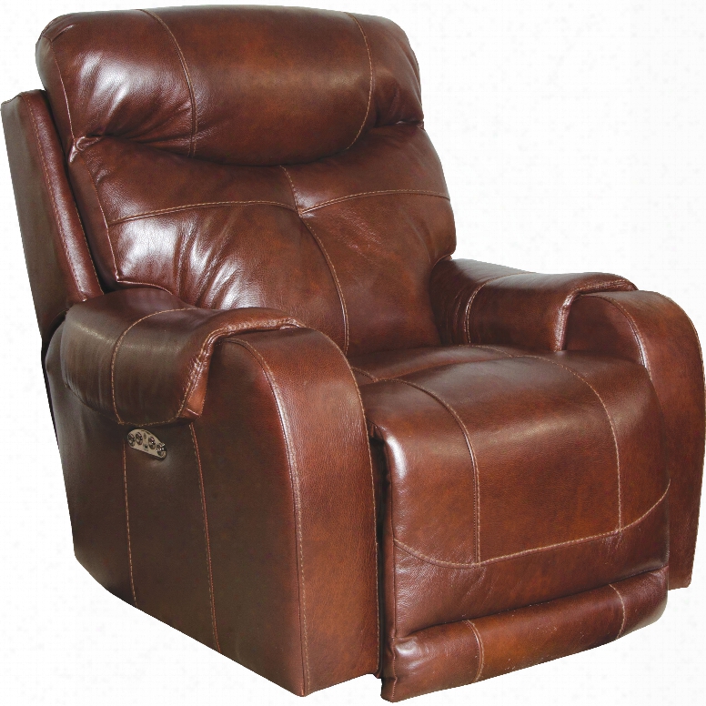 Catnapper Venice Leather Sovereign Recliner With Power Headrest In Walnut