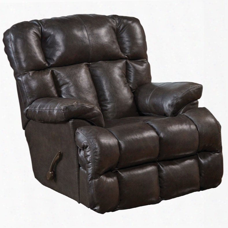 Catnapper Victor Leather Chaise Rocker Recliner In Chocolate