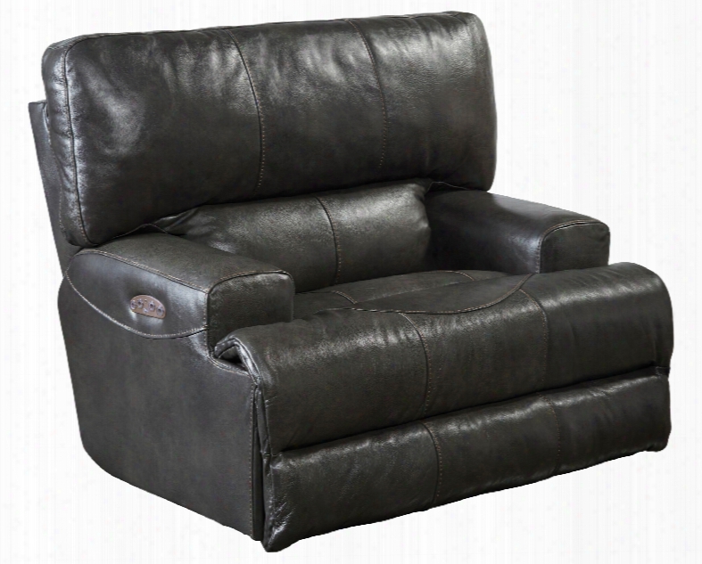 Catnapper Wembley Leather Lay Flat Recliner In Steel