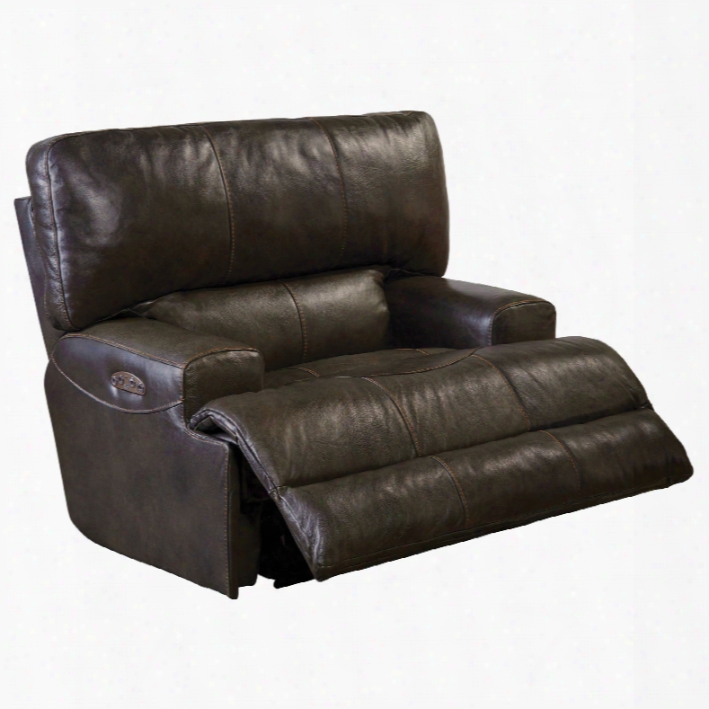 Catnapper Wembley Leather Power Lay Flat Recliner With Power Headrest In Chocolate