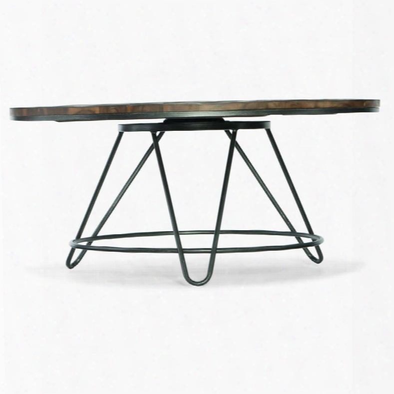 Hooker Urban Farmhouse Round Cocktail Table In Dark Wwood