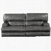 Catnapper Wembley Leather Lay Flat Reclining Sofa in Steel