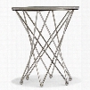 Hooker East Village Round End Table with Marble Top in Silver