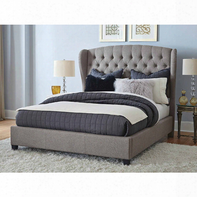 Hillsdale Furniture Bromley Upholstered King Bed In Orly Gray Fabric