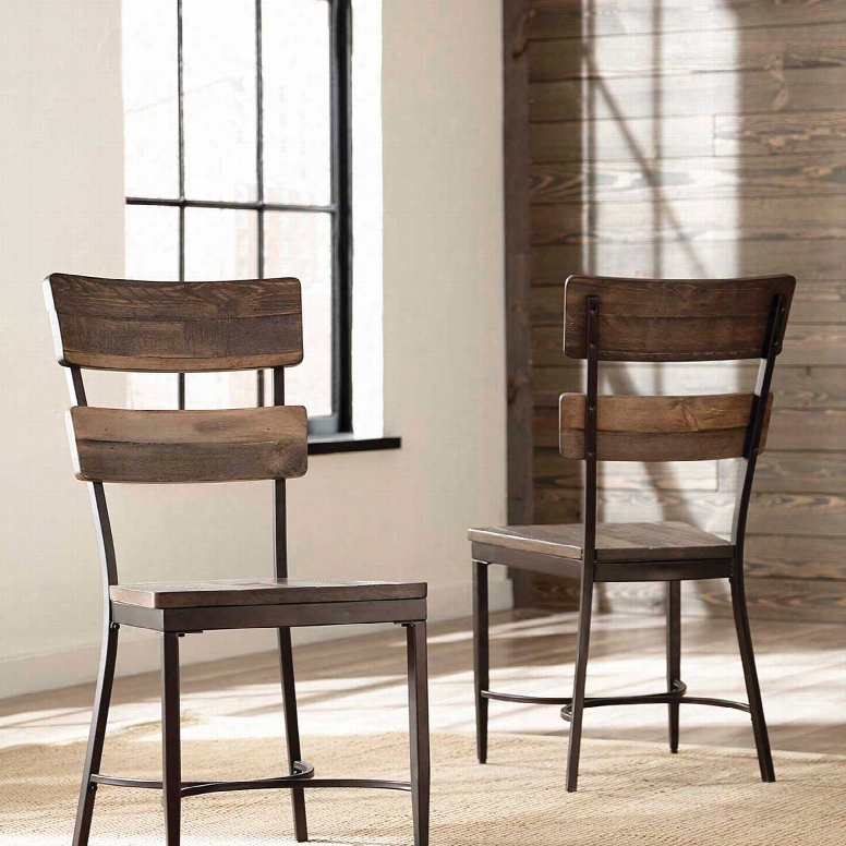 Hillsdale Furniture Jennings Dining Chair Set Of 2 In Walnut Wood And Brown Metal