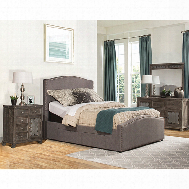 Hillsdale Furniture Kerstein California King Adjustable Storage Bed In Orly Gray Fabric