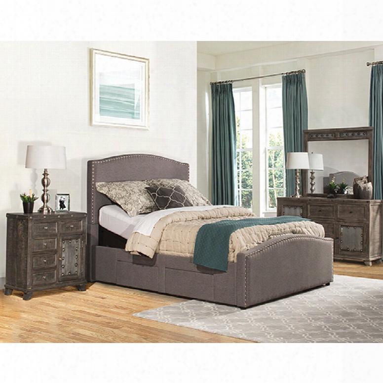 Hillsdale Furniture Kerstein Queen Adjustable Storage Bed In Orly Gray Fabric