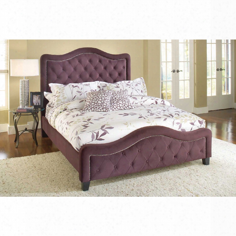 Hillsdale Furniture Trieste Tufted Upholstered King Bed In Purple Fabric