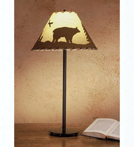 Meyda Tiffany Bear In The Woods Painted Table Lamp