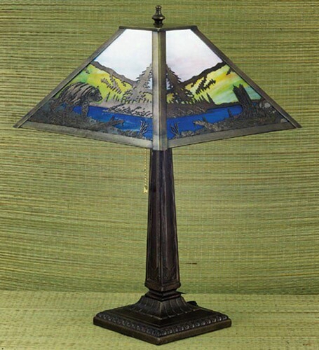 Meyda Tiffany Bear On Lake Filigree Table Lamp